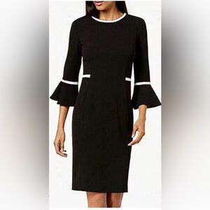 Calvin Klein Black Sheath Dress with Bell Sleeves